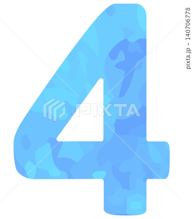 数字の4のイラスト 水色 ベクター素材 140706778