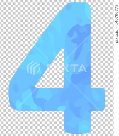 数字の4のイラスト 水色 ベクター素材 140706778