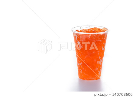 Orange Frozen Slush Drink in Plastic Cup Orange Frozen Slush Drink in Plastic Cup 140708606