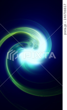 Abstract blue and green fluid vortex with a luminous center and sweeping curves, creating a futuristic composition of energy, motion, and light. 140708817