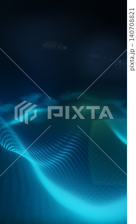 Dark abstract cyan particle wave with glowing digital terrain, soft depth, and futuristic data visualization atmosphere. Dark abstract cyan particle wave with glowing digital terrain, soft depth, and futuristic data visualization atmosphere. 140708821