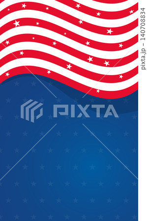 Patriotic American Flag Background with Wavy Stripes and Stars 140708834