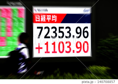 日本の東京都市景観初7万2000円台・株価/終値7万2353円96銭。TOPIX終値も最高値を更新 140708857