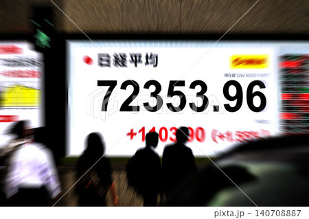 日本の東京都市景観初7万2000円台・株価/終値7万2353円96銭。TOPIX終値も最高値を更新 140708887