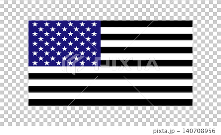 Stylized American Flag With Blue Canton And Black Stripes, Stars Pattern Graphic Illustration Stylized American Flag With Blue Canton And Black Stripes, Stars Pattern Graphic Illustration 140708956