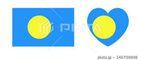 Palau flag rectangle, heart badge, sticker, background, symbol. Rectangular, heart button, banner, icon. National signs. Palau flag rectangle, heart badge, sticker, background, symbol. Rectangular, heart button, banner, icon. National signs. 140709898