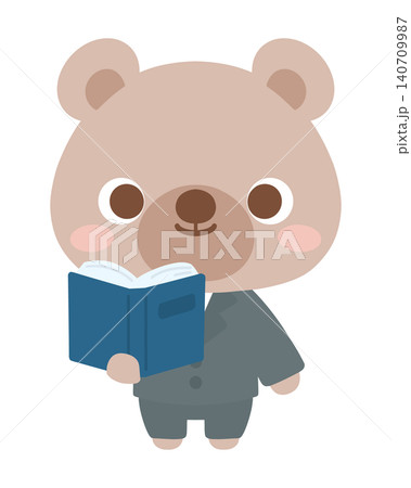 本を読む小学校のくまの先生 動物 イラスト 本を読む小学校のくまの先生 動物 イラスト 140709987