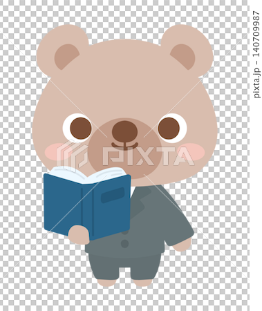 小學裡的熊老師正在讀書(動物插圖) 小學裡的熊老師正在讀書(動物插圖) 140709987