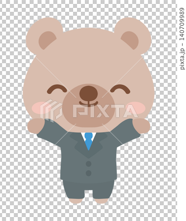 ばんざいをする小学校のくまの先生　動物　イラスト 140709989