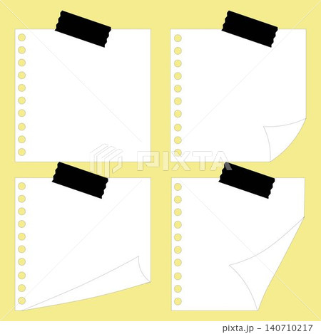 White Blank Paper Memo Notes Set with Black Tape 140710217