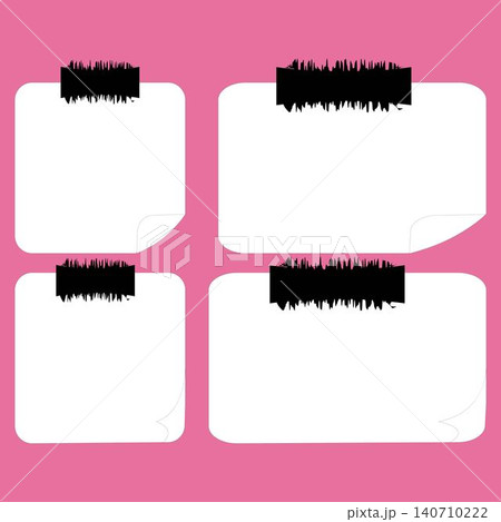White Blank Paper Memo Notes Set with Black Tape 140710222