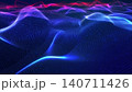 3d render VJ loop. Colorful particles traverse glowing network. Bright waves ripple across illuminated digital grid. Vivid digital particles surge along glowing mesh framework creating immersive 140711426