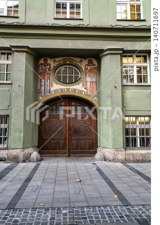 Entrance of the police headquarters in Munich, Lion Pit, Bavaria, Germany Entrance of the police headquarters in Munich, Lion Pit, Bavaria, Germany 140711697