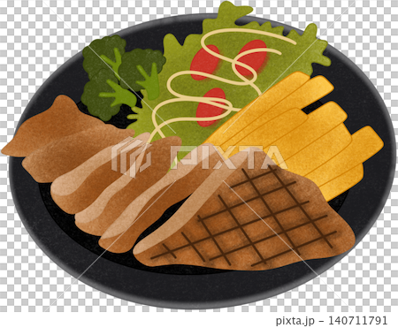grilled steak with vegetable on plate 140711791