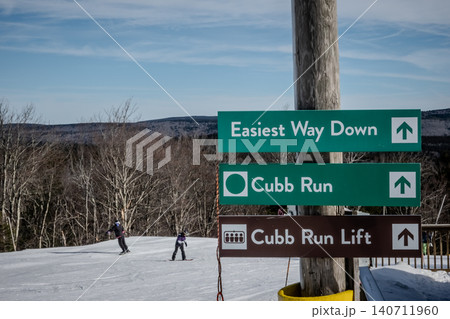 Snowshoe West Virginia Ski Resort Slopes with Groomed Snow Mountain Views Evergreen Trees 140711960