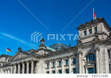 Reichstag Building With German Flags Reichstag Building With German Flags 140711996