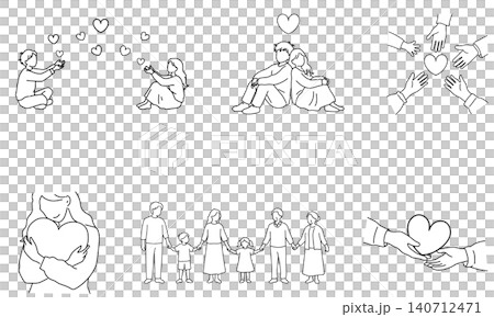 つながり・愛情の線画6点セット つながり・愛情の線画6点セット 140712471