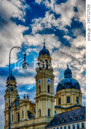 Theatine Church Towers Under Dramatic Munich Sky 140712526