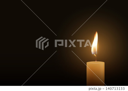 Candle Light, Vector Illustration with 3d Realistic Burning Flame on Dark Background. Memorial and Sympathy Horizontal Card Template. Spiritual, Calm Design For Remembrance, Meditation, Condolence Candle Light, Vector Illustration with 3d Realistic Burning Flame on Dark Background. Memorial and Sympathy Horizontal Card Template. Spiritual, Calm Design For Remembrance, Meditation, Condolence 140713133