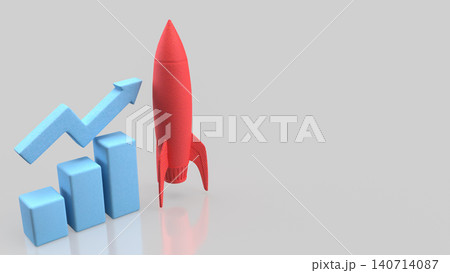 Rocket Launch And Rising Chart For Business Growth 3d render. 140714087