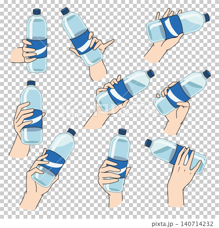 九種手拿著飲料瓶的圖案。 140714232