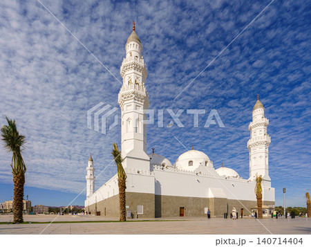 Al-Madinah al-Munawwarah, Saudi Arabia - Mar 09 2023, panoramic view mosque Al-Quba, Al-Madinah al-Munawwarah, Saudi Arabia 140714404