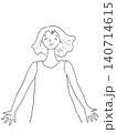 両手を広げて笑顔を浮かべる女性のイラスト 140714615
