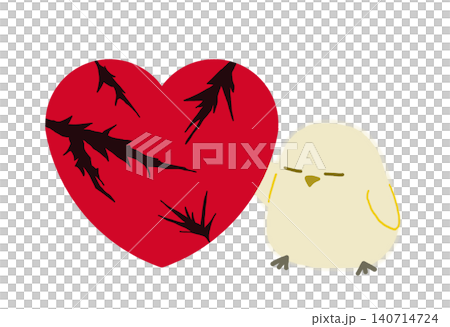 傷ついたハートに寄り添う小鳥 傷ついたハートに寄り添う小鳥 140714724
