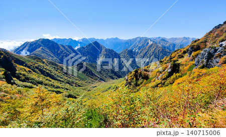 秋の針ノ木岳・蓮華岳登山(針ノ木峠から槍ヶ岳方面の眺め) 秋の針ノ木岳・蓮華岳登山(針ノ木峠から槍ヶ岳方面の眺め) 140715006