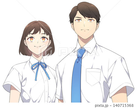 真っ直ぐ前を見つめる学生のイラスト(夏服) 真っ直ぐ前を見つめる学生のイラスト(夏服) 140715368