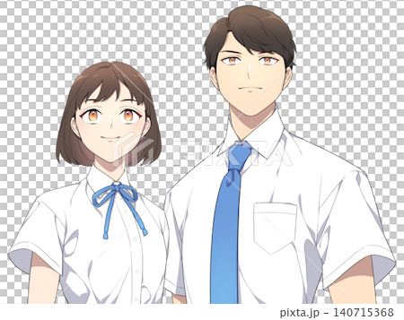 真っ直ぐ前を見つめる学生のイラスト(夏服) 真っ直ぐ前を見つめる学生のイラスト(夏服) 140715368