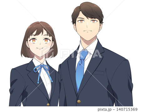 真っ直ぐ前を見つめる学生のイラスト(冬服) 真っ直ぐ前を見つめる学生のイラスト(冬服) 140715369