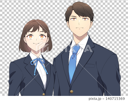 真っ直ぐ前を見つめる学生のイラスト(冬服) 真っ直ぐ前を見つめる学生のイラスト(冬服) 140715369