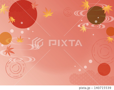 紅葉と和柄の秋らしい和風背景素材 紅葉と和柄の秋らしい和風背景素材 140715539
