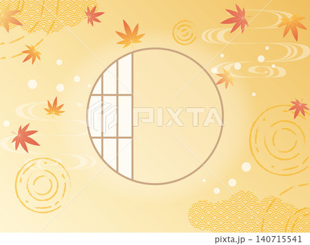 紅葉と和柄の秋らしい和風背景素材 紅葉と和柄の秋らしい和風背景素材 140715541