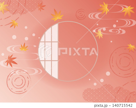 紅葉と和柄の秋らしい和風背景素材 紅葉と和柄の秋らしい和風背景素材 140715542