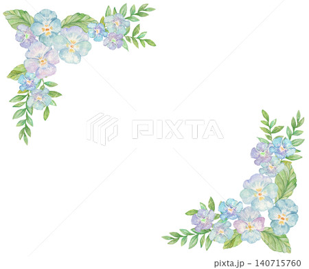 水彩で描いたパンジーのフレーム素材 水彩で描いたパンジーのフレーム素材 140715760