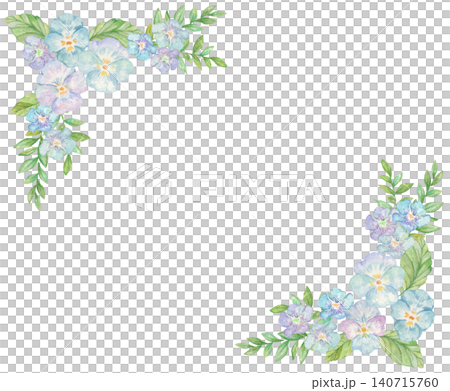 水彩で描いたパンジーのフレーム素材 水彩で描いたパンジーのフレーム素材 140715760