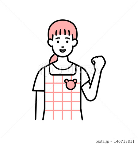 ガッツポーズする保育士の女性 ガッツポーズする保育士の女性 140715811