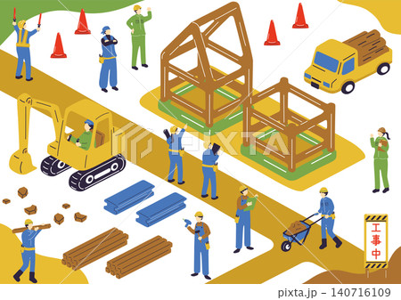 新築住宅の建設現場 140716109