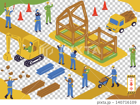 新築住宅の建設現場 140716109
