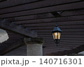 Warm Lantern Under Wooden Pergola 140716301