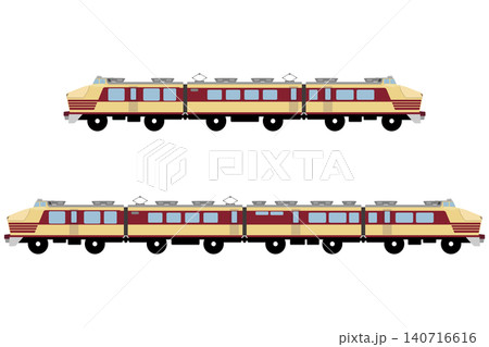 おもちゃ風の151系特急形電車の連結セット(3両編成・4両編成) 140716616