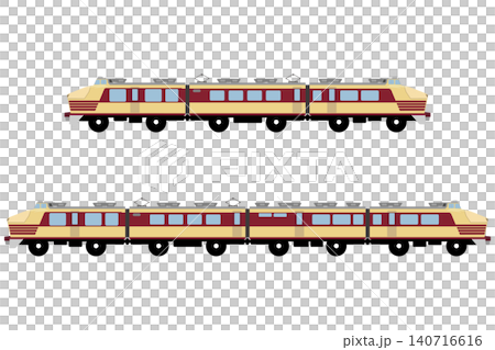 おもちゃ風の151系特急形電車の連結セット(3両編成・4両編成) 140716616