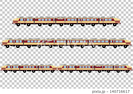 Toy-style illustration set of the 151 series limited express train (5-car, 6-car, and 7-car set with two leading cars coupled together) Toy-style illustration set of the 151 series limited express train (5-car, 6-car, and 7-car set with two leading cars coupled together) 140716617
