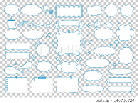 Pop and cute handwritten-style speech bubble and frame set Pop and cute handwritten-style speech bubble and frame set 140716724