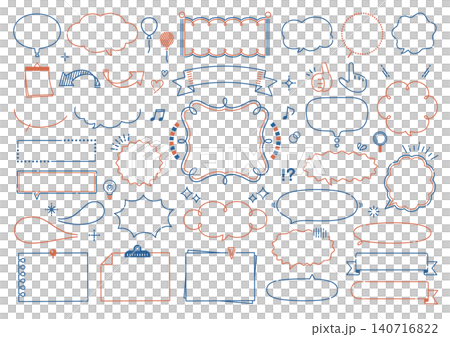 Pop and cute handwritten-style speech bubble and frame set Pop and cute handwritten-style speech bubble and frame set 140716822