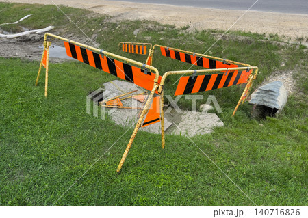 Roadside Drainage Repair Safety Barricades 140716826