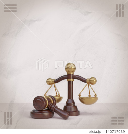 Beige Korea Constitution Day Banner Background Template with 3D Gavel and Law Scales 140717089