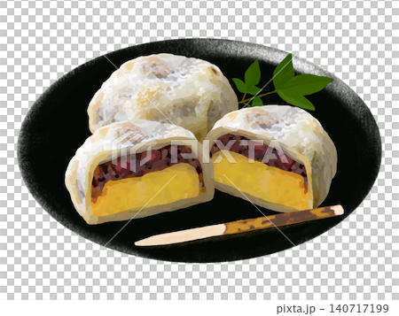 伊基納裡團子(盛於黑色盤子中,配竹牙籤) 伊基納裡團子(盛於黑色盤子中,配竹牙籤) 140717199